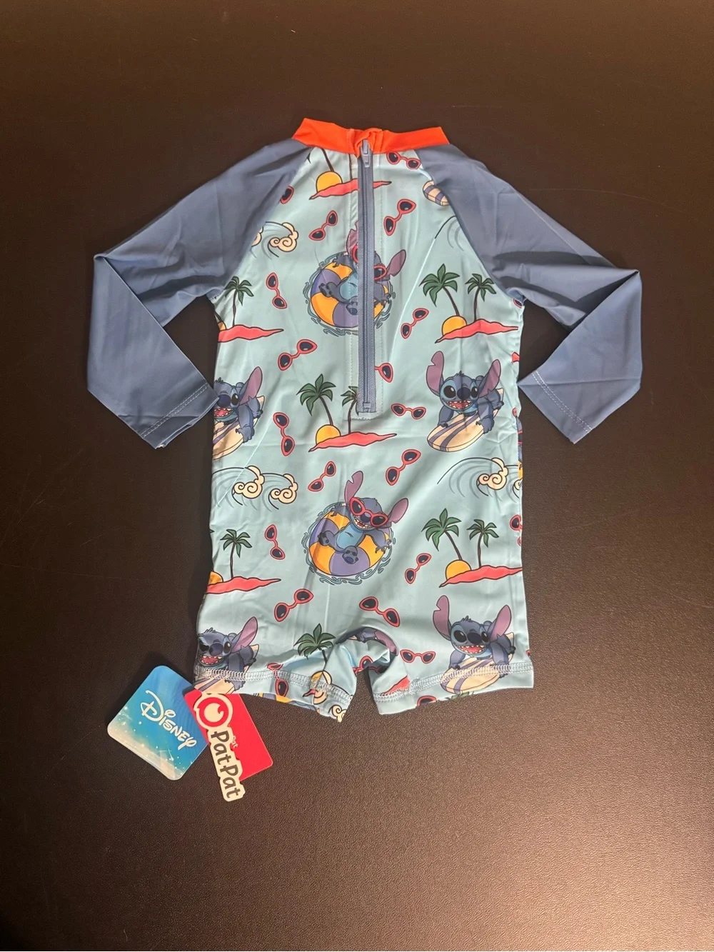 Patpat, Disney Stitch, Baby’s 6M-9M, One Piece, Blue Rashguard Swimsuit. New.